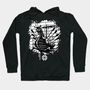 Viking Dragon Ship Graffiti Art Hoodie